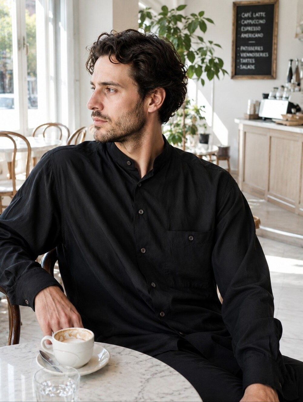 Vintage I. Magnin 100% Silk Black Button Front Shirt Men's L Classic Luxury